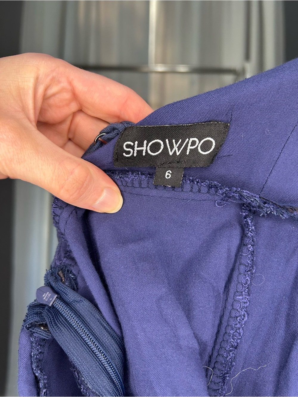 🦋SHOWPO Lose Myself Wrap Dress in Navy Linen - Size 6 - Picture 4 of 4